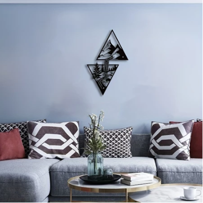 Mountain Wall Art, Mountain & Waterfall Metal Wall Art Ornaments Home Decor, Metal Wall Art, Home Decor Modern Art Wall