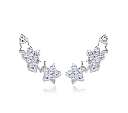 Italy Sterling Silver Ear Cuff Hook Earrings