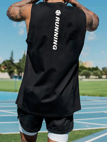 Men's Round Neck Letter Printed Summer Sports Tank Top