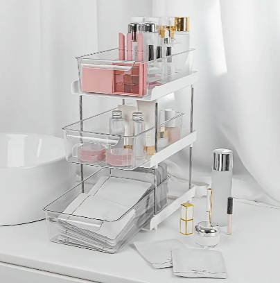 1pc 3-Tier Plastic Clear Organizer, Multi-Purpose Pull Out Cabinets Organizer Shelf, Under Sink Organizer With Handles For Bathroom Kitchen Pantry Closet And Office Kitchen Organizers And Storage Pant