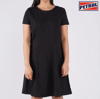 Petrol Ladies' Modified Dress Regular Fitting Blouse CVC Jersey Fabric Trendy Fashion 139068 Black