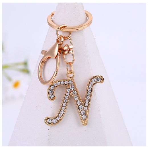 New A-Z 26 Letter Key Chains Stainless Steel Keychain Charm Fashion Accessories Key Ornaments N