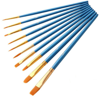 SeamiArt 10 Pcs. Set Different Shape Nylon Hair Painting Brush For Watercolor Oil Acrylic Gouache Paint