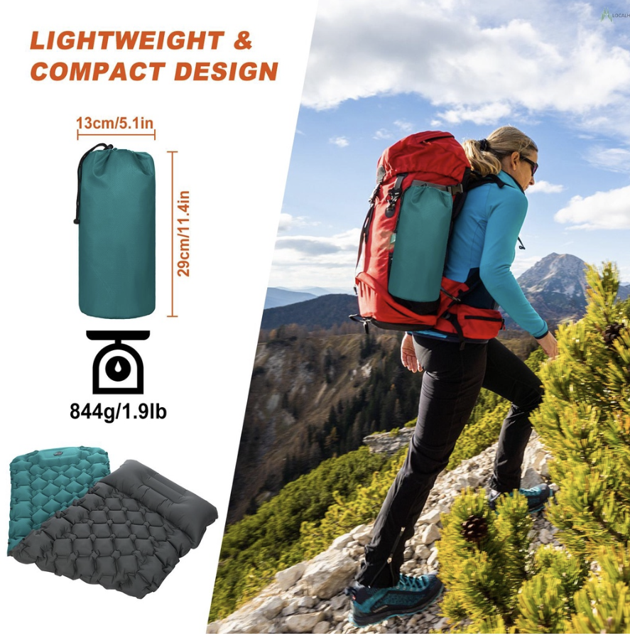 Camping Sleeping Pad with Pillow Built-in Pump Ultralight Inflatable Sleeping Mat Waterproof Camping Air Mattress for Backpacking Hiking