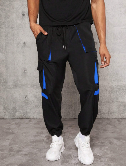Manfinity EMRG Men's Drawstring Waist Flip Pocket Woven Utility Pants