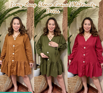 IVORY LONG SLEEVE CASUAL/MATERNITY DRESS