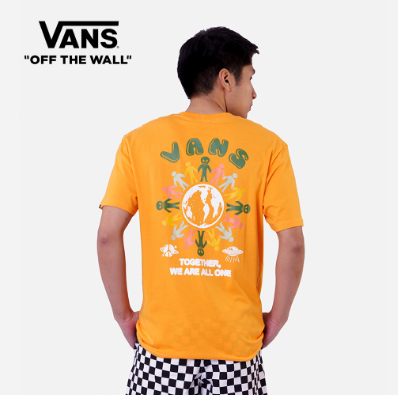 Vans Down To Earth Short Sleeves Orange Marigold Cotton T-Shirt For Men