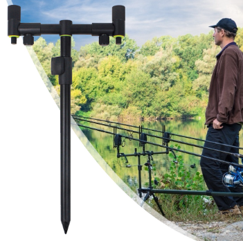 Fishing Rod Holder Aluminum Alloy Ground Rod Pole Rack Stand with Bite Alarm Indicator Fishing