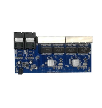 High Quality Fiber Optic Equipment Gigabit 8 RJ45 Port and 2 SC Port 3KM Reverse POE Switch Media Converter PCBA