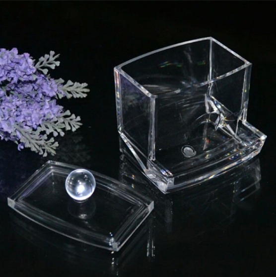 Portable Acrylic Cotton Swab Organizer Case, Transparent Makeup Storage Box, Cosmetics and Jewelry Container