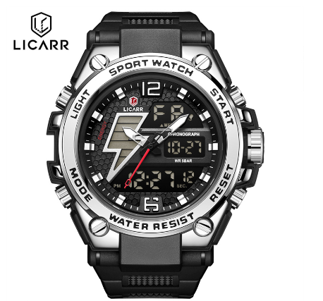 LICARR Brand Original Men's Watches Fashion Analog Digital Casual Waterproof Date Sports Men's Watch Stopwatch 9513 003