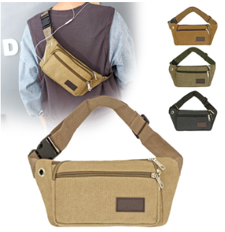 Canvas Bag for Men Waist Bag Chest Bag Messenger Bag Large-capacity Outdoor Waterproof Crossbody Bag