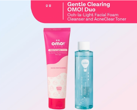 Gentle Clearing OMO! Duo - 1 Ooh-la-Light White Facial Foam Cleanser + 1 AcneClear White Toner
