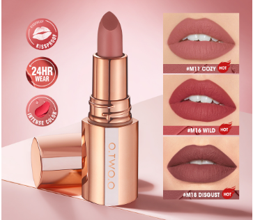 O.TWO.O Lipstick Misty Kiss Lock Color Matte Velvety Long Lasting 24H Lip Makeup
