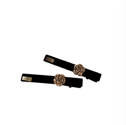 Lovito Women Casual Plain Flowers Hair Clips LFA03131 (Black)
