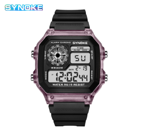 SYNOKE Men's Watch Sports LED Display Watch Luxury Digital Waterproof Watch PURPLE