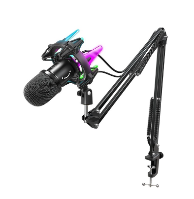 Fifine K651 USB Dynamic Cardioid Microphone Bundle with RGB Arm Shock Mount and Touch-Sensitive