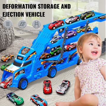 Kids Large Construction Truck Toys Catapult Truck with 6pcs Cars Launcher Model Car for Kids Boys