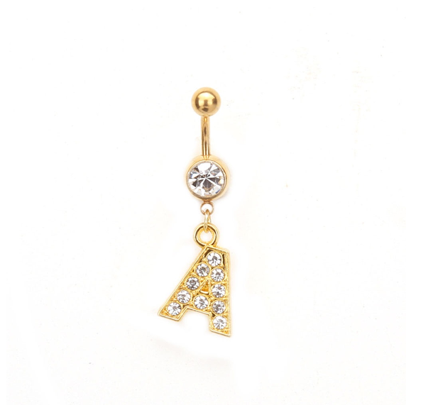 Body Piercing Drop Dangle Belly Button Rings Navel 26 Letter Ring Jewelry Sexy A