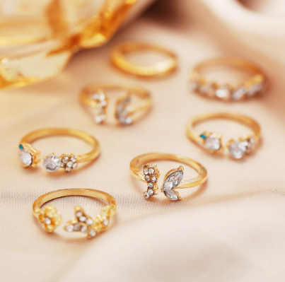 Fashion Romantic Simple Butterfly Flower Open Rings For Female