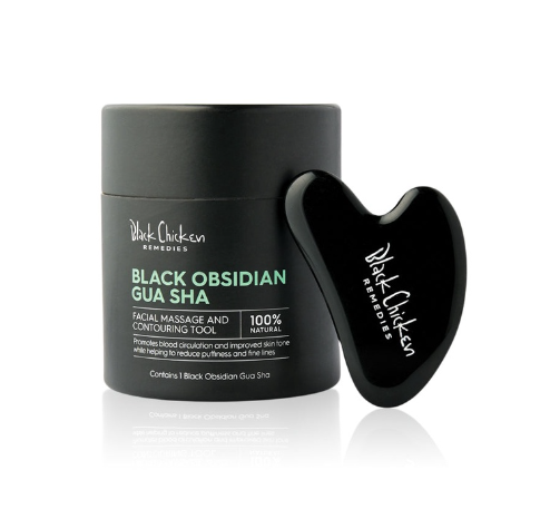 Black Chicken Remedies Black Obsidian Gua Sha Facial Massage Tool