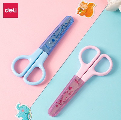 Deli Safety Scissors Round-headed Scissors For Kids Cutting Paper DIY School Supplies