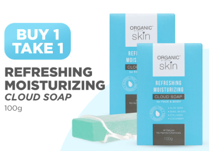 Organic Skin Japan Refreshing Moisturizing Cloud Soap for Face and Body (100g) Set of 2