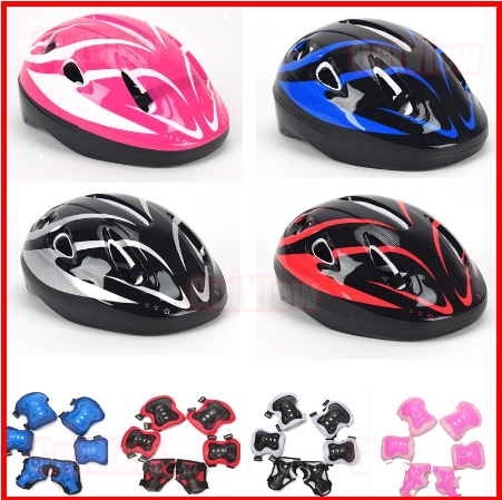 7PCS Kids Gear Helmet Knee Elbow Kids Adjustable Safety Protective Set for Skateboard Roller Skates