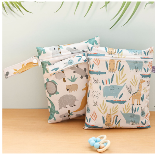 Elinfant 2 Pcs-Set Mini Eco-friendly Portable Waterproof Snack Bag Washable Reusable Baby Diaper Bag D026