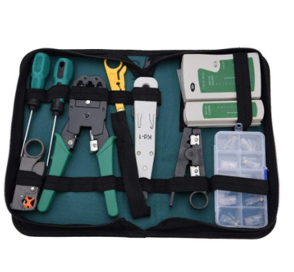 RJ45 Professional Network Computer Cable Multi-Function Crimping Pliers Set 11pcs