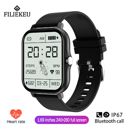 FILIEKEU Smart Watch Men Women Waterproof Sports Fitness Bluetooth Couple Touchscreen Stainless Steel Smartwatch SILICONE ALL BLACK