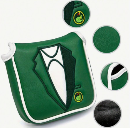 Creative Green Jacket Pattern Golf Club Headcover With Magnetic Closure, Universal Size Suitable For Most Putters
