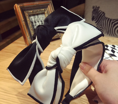 Korean New Sweet Rabbit Ears Fashion Headband Versatile Wide-brimmed Solid Color Bow Knot Hair Band