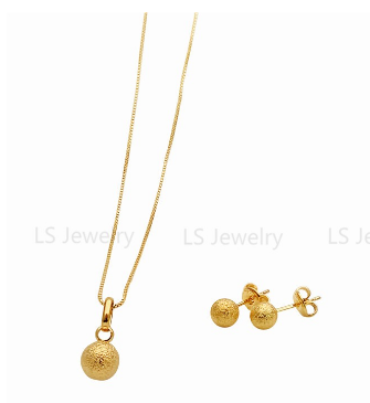 LS jewelry 24K Bangkok Gold Necklace Earrings Jewelry Set for Women N0228+E164