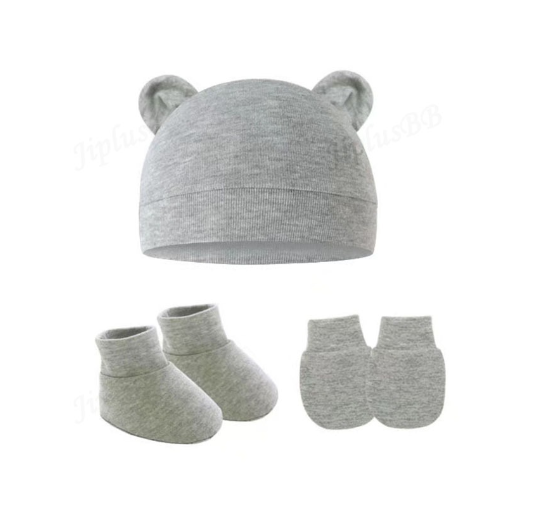 Baby hat Baby Mittens Booties Set newborn cap infant hats fashion Soft Cotton newborns Beanie 36