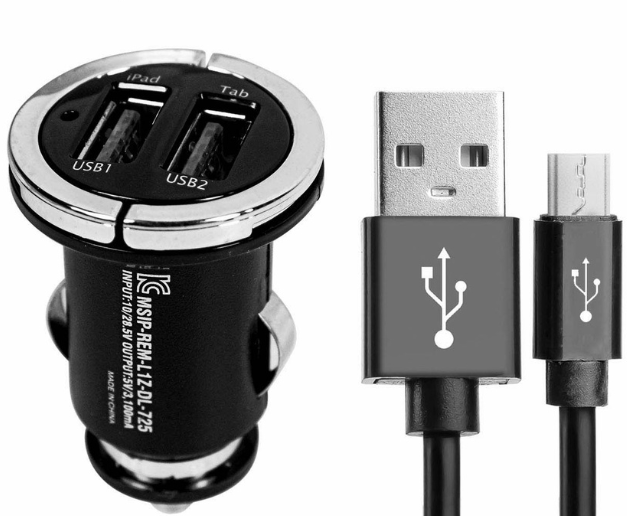 Zingard Lighting Smart Phone Charger Set 3.1A DL-507 (Black) Blue Led Car Charger