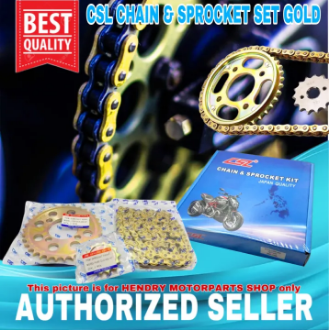 Original CSL Japan Quality Gold Chain with Sprocket Set For Bajaj CT100 / CT 100 (14T/42T-14T/45T 428H-120L) Motorcycle Motor Parts