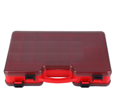 Fly Lure Box Fishing Tackle Storage Box Spoon Hook Bait Tackle Case with Handle Red