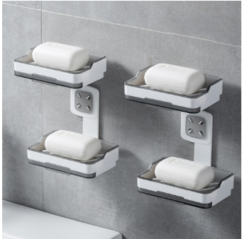 Locaupin Hanging Bar Soap Holder with Self Draining Tray Kitchen Sink Bathroom Shower Shelf Storage