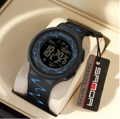 SANDA Exercise Step Calorie Multi functional Night Light Waterproof Outdoor Mountaineering Men's Electronic Watch