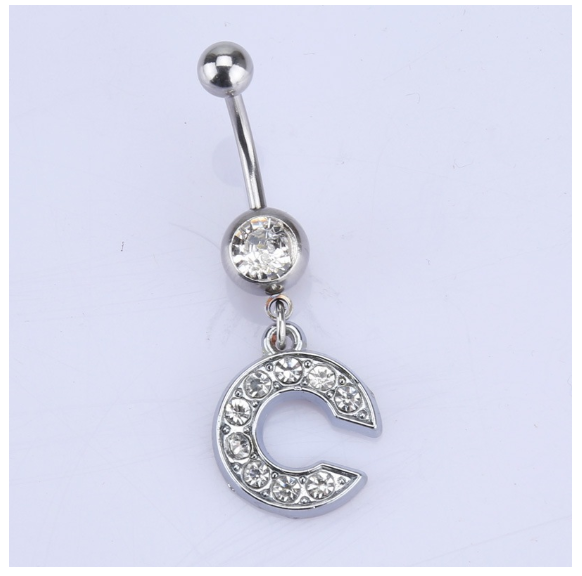 Body Piercing Drop Dangle Belly Button Rings Navel 26 Letter Ring Jewelry Sexy C