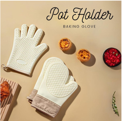 Baking Oven Gloves Non Slip Cooking Pot Holder Heat Resistant Silicone Kitchen Essential 1pc