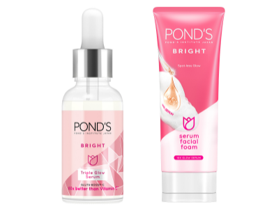 Pond's Serum Facial Foam Duo: Bright Triple Glow Serum 1x, Serum Facial Foam 1x (Bundle)