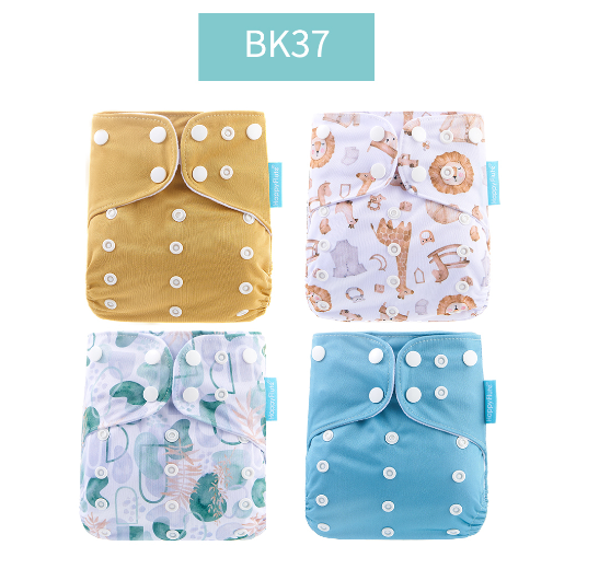 Happyflute 2023 4pcs set Washable Eco-friendly Baby Cloth Diaper Ecological Adjustable Nappy Reusable Diaper Fit 0-2year 3-15kg 08