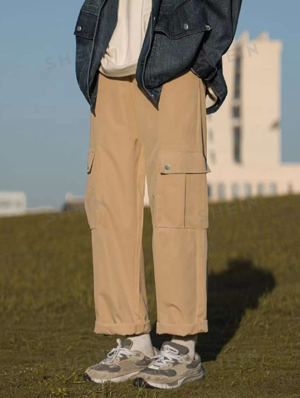 ROMWE Guys Flap Pocket Side Cargo Pants