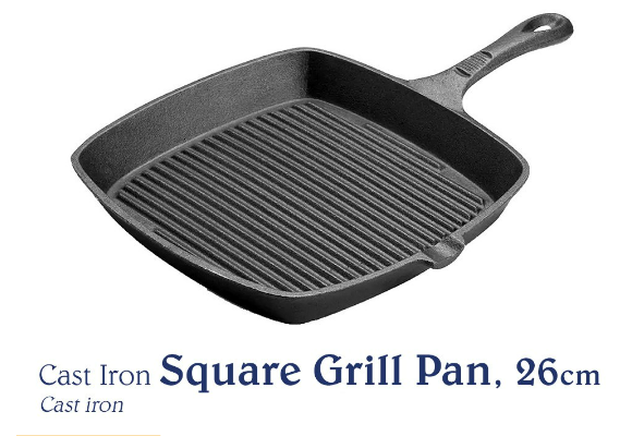 Chef's Classics Cast Iron Square Grill Pan, 26cm