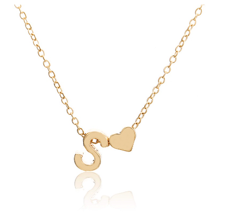 Fashion 26 Letter Pendant Necklace Peach Heart Letter Necklace Clavicle Chain Choker for Men Women Jewelry Gifts S