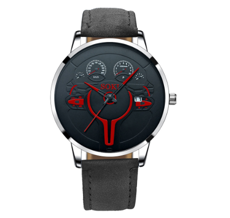 Men's calendar sports watch quartz watch Fashion Pu leather strap student watch 006