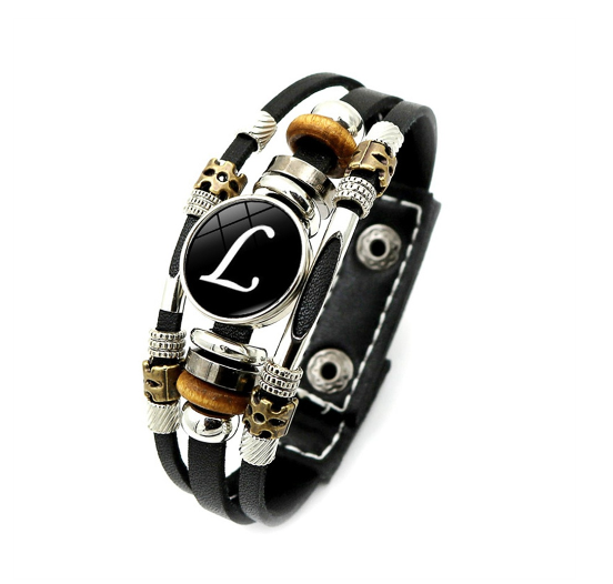 Fashion 26 Letter Leather Bracelets Multilayer A-Z Name Initials Bracelet For Men Women Wrist Accessories Jewelry Birthday Gifts L