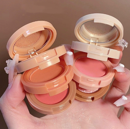 New 3-color 3-layer High-gloss Blush Palette Trim And Whitening 3-in-1 Blush And Rouge Palette